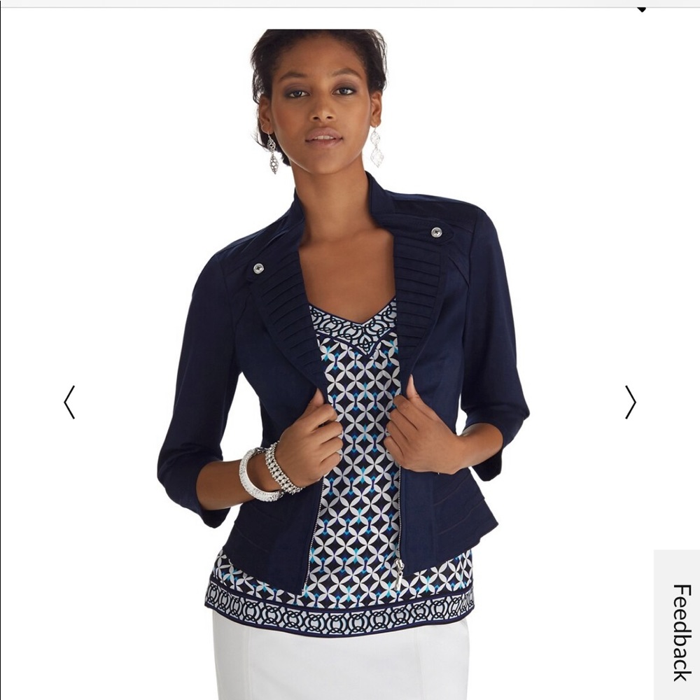White House Black Market 3/4 Sleeve Mini Trench navy blue jacket blazer sz 6 NWT